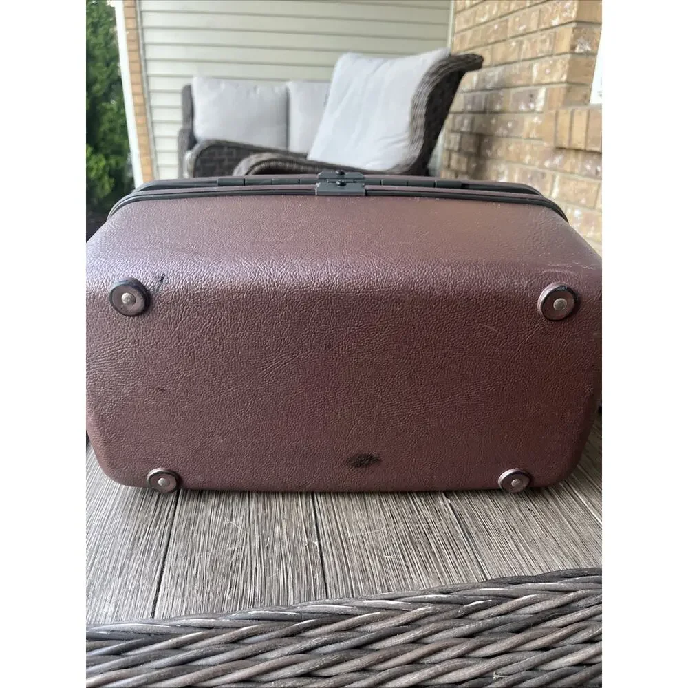 1987 Samsonite Silhouette 4 Rose/ Brown Color Makeup Travel Case Vintage